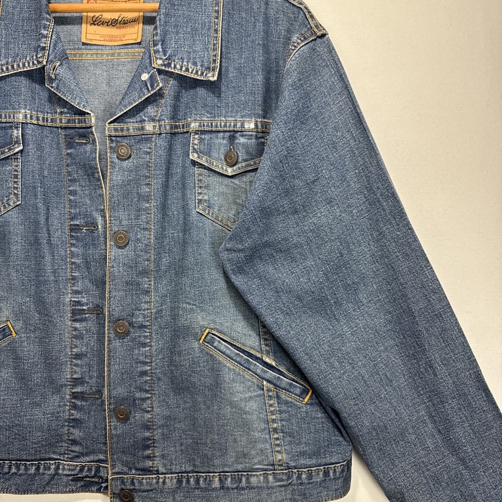 Levi Strauss Signature Denim Trucker Jacket Kids XL 16/18 Blue Stretch Cotton - Picture 3 of 9